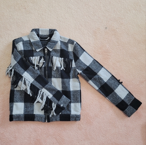 LUCKY BRAND Wool Blend Fringe Buffalo Check Jacket - Picture 12 of 14